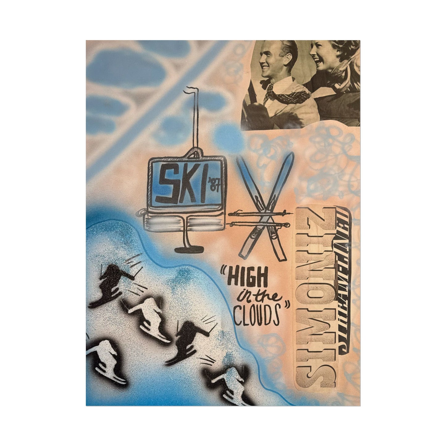 "high in the clouds" airbrush rolled print