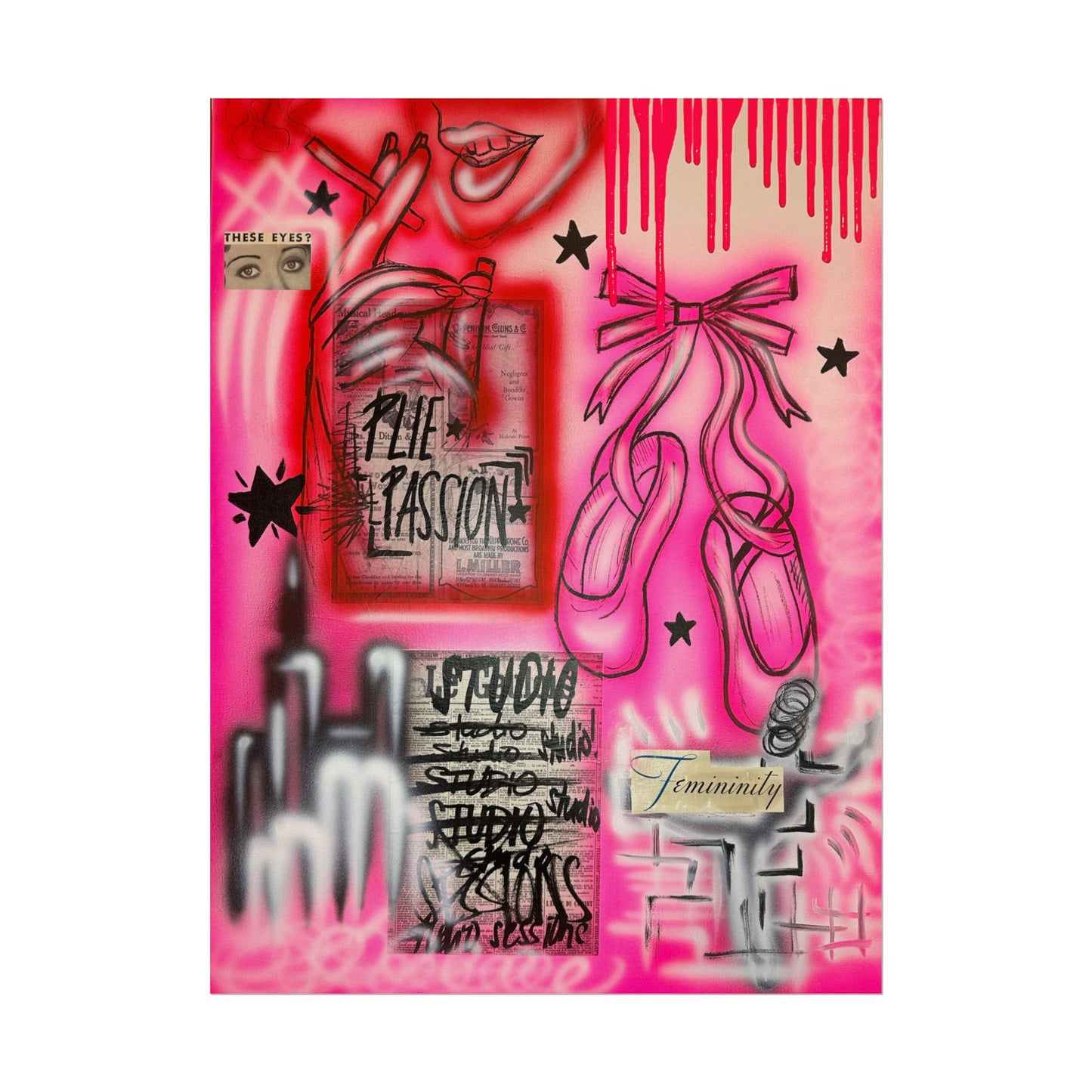 "plié passion" airbrush rolled print