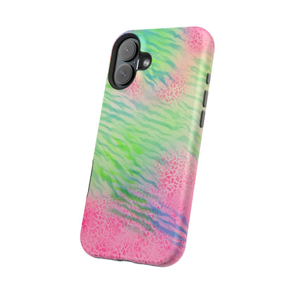 MagSafe "teal cheetah" airbrush iPhone case
