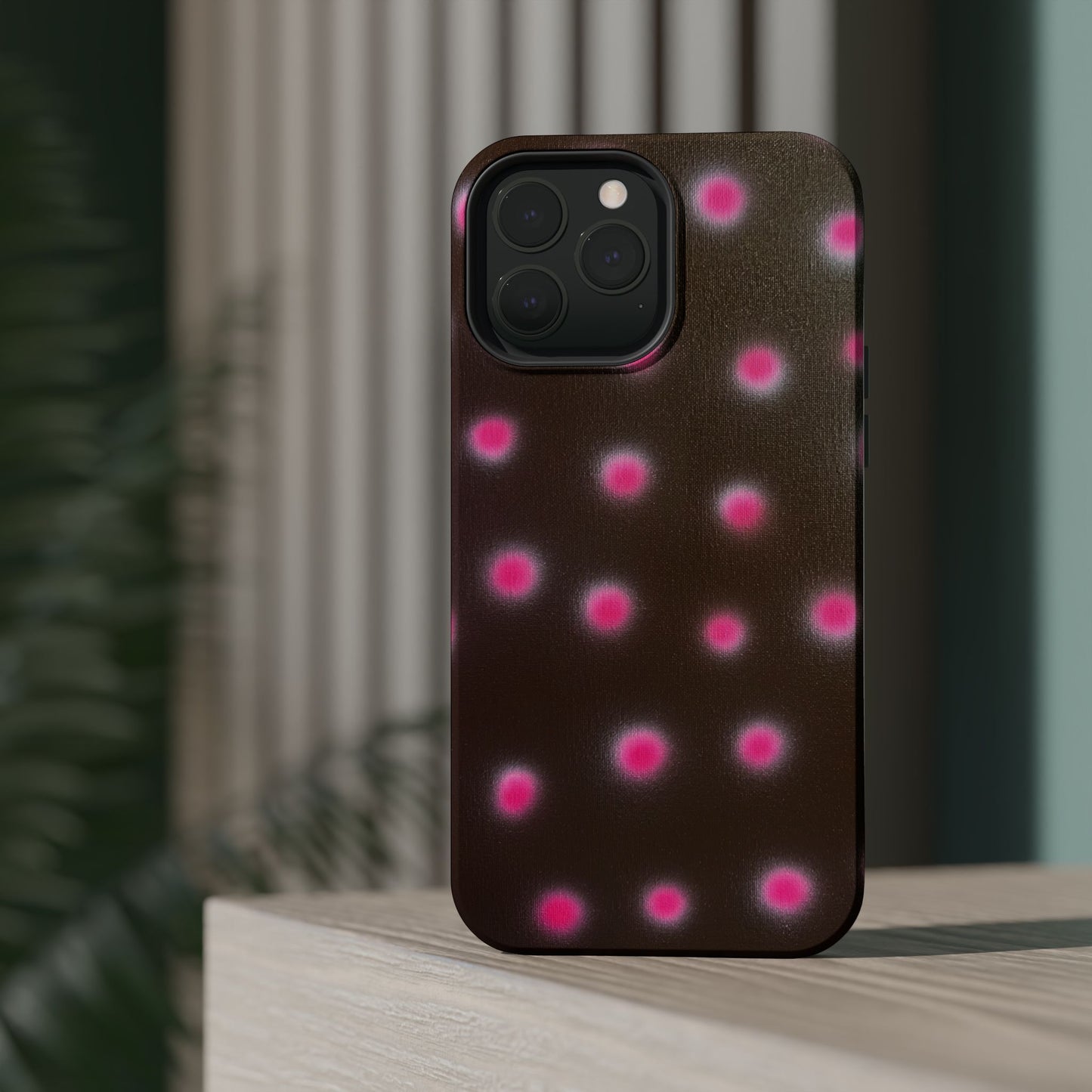 MagSafe "cherry mocha polka dot" airbrush iPhone case