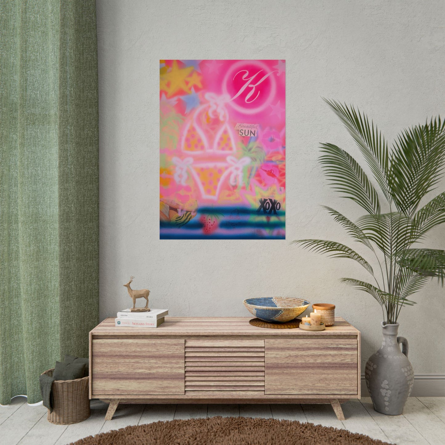 "santa monica strawberry" airbrush rolled print
