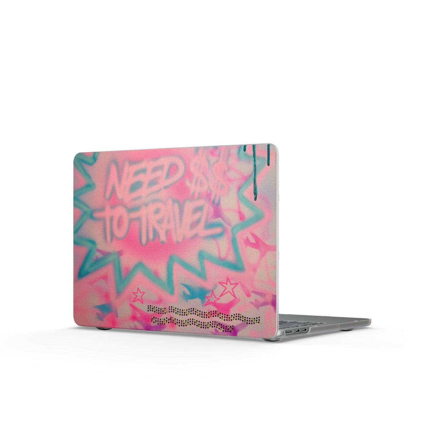 "need $$ to travel" airbrush matte macbook case
