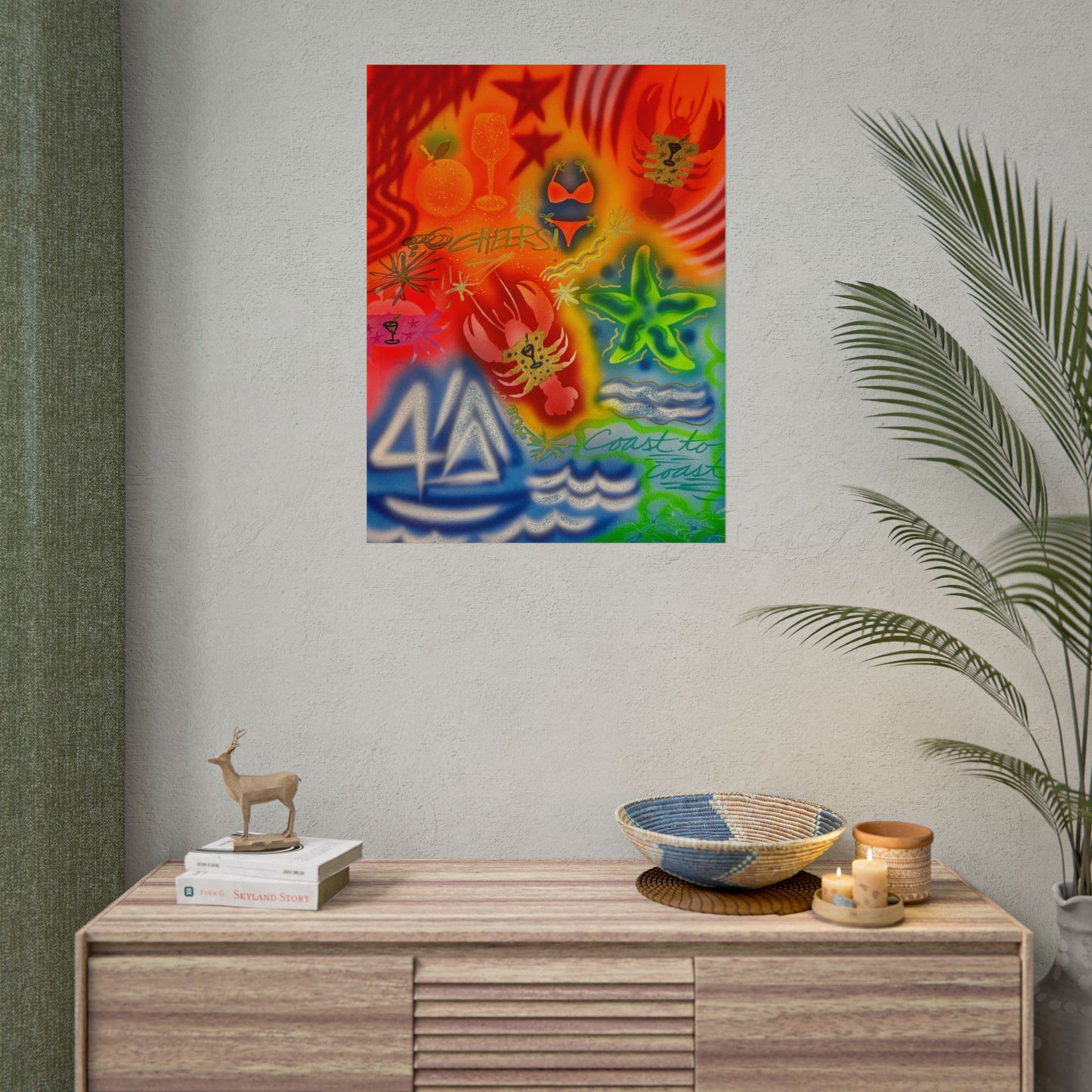"tipsy lobster" airbrush rolled print