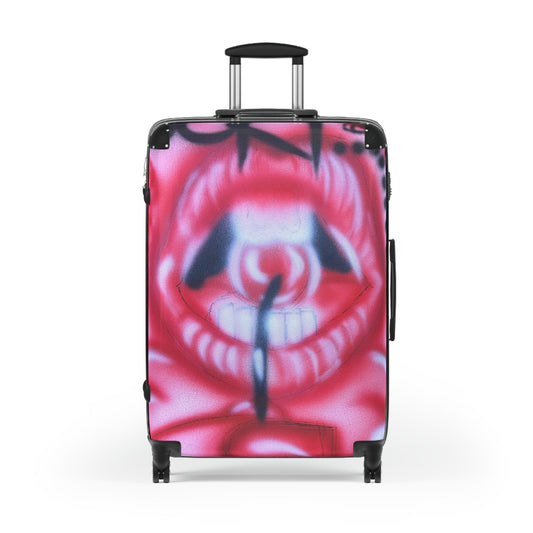 "be happy go lucky" airbrush suitcase