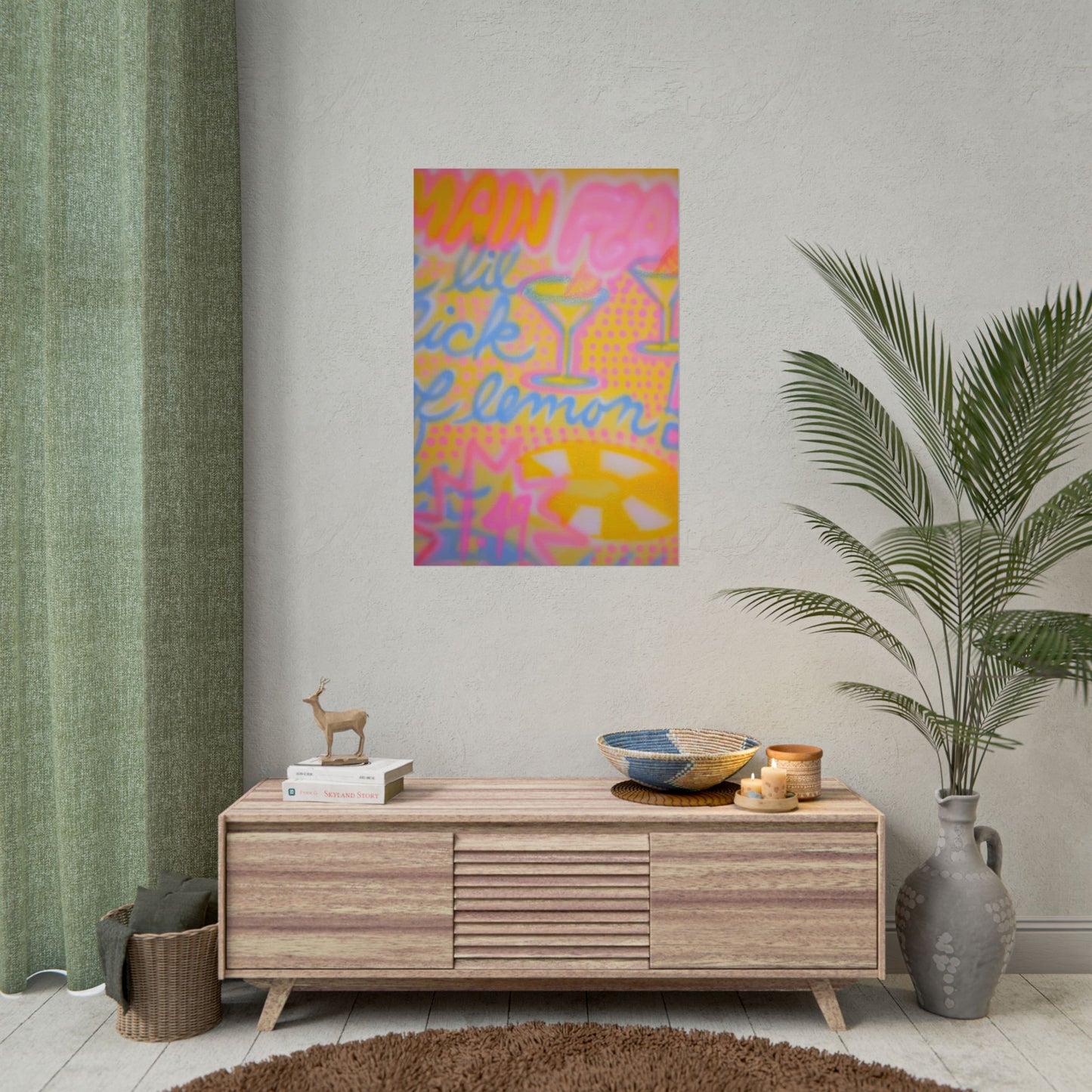 "lemontini" airbrush rolled print