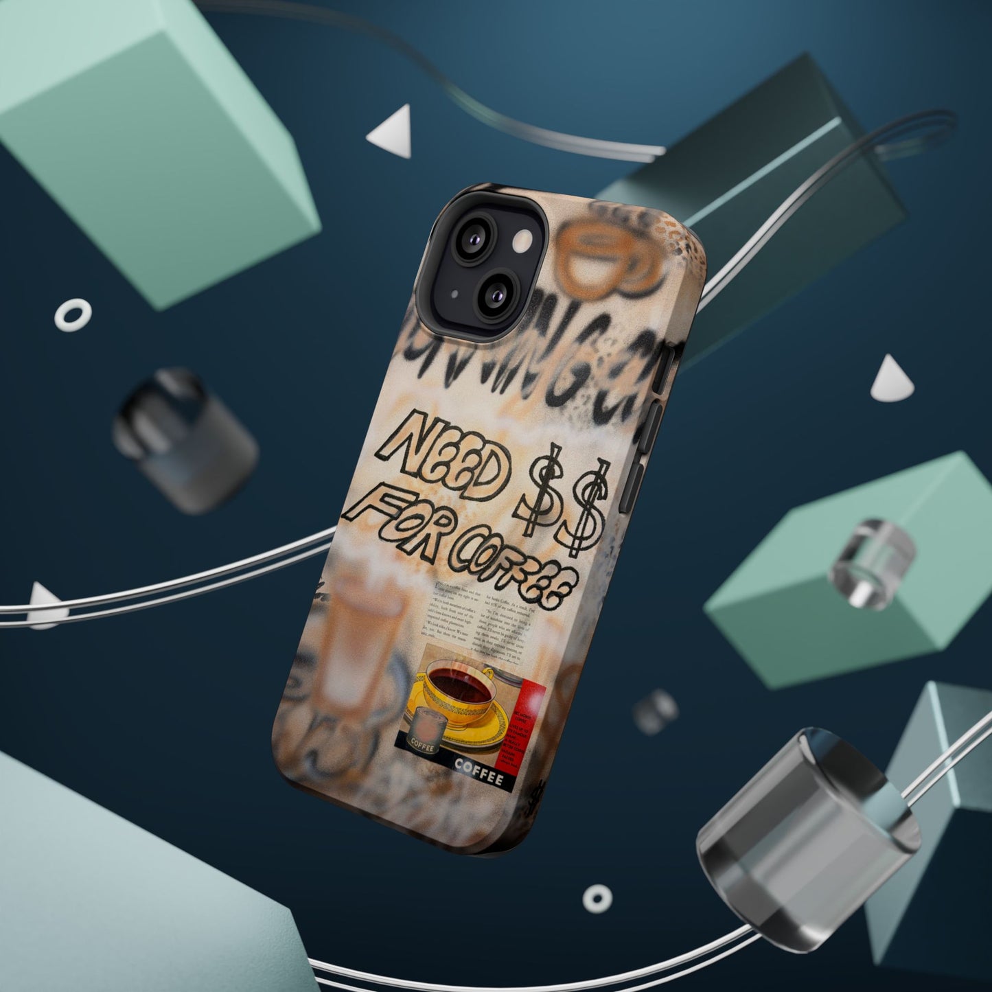 MagSafe "need $$ for coffee" airbrush iPhone case