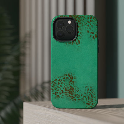 MagSafe "teal cheetah" airbrush iPhone case