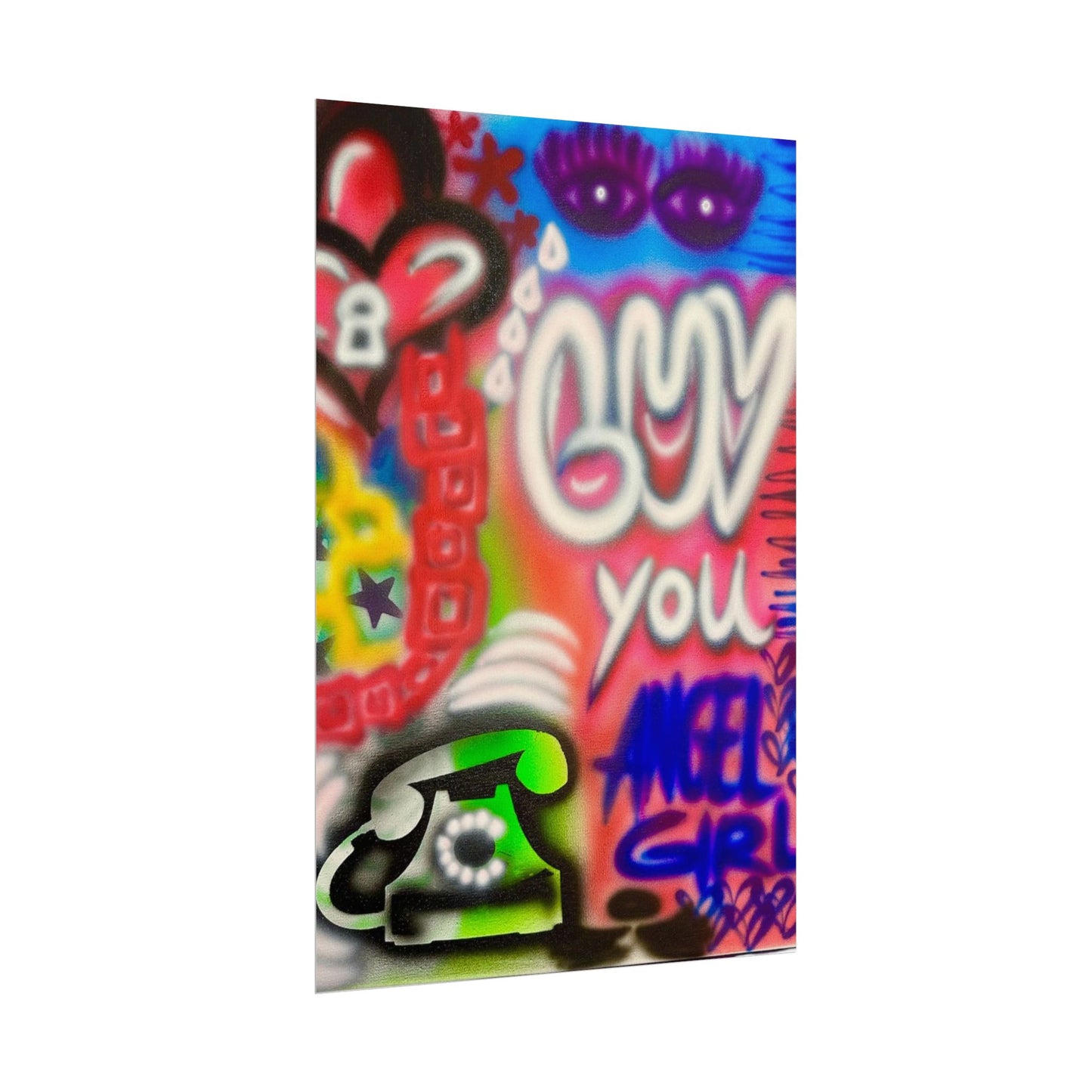 "luv u angel girl" airbrush rolled print
