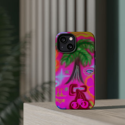 MagSafe "neon pink palms" Airbrush iPhone-Hülle