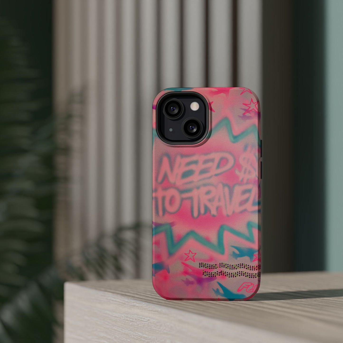 MagSafe "need $$ to travel" airbrush iPhone case