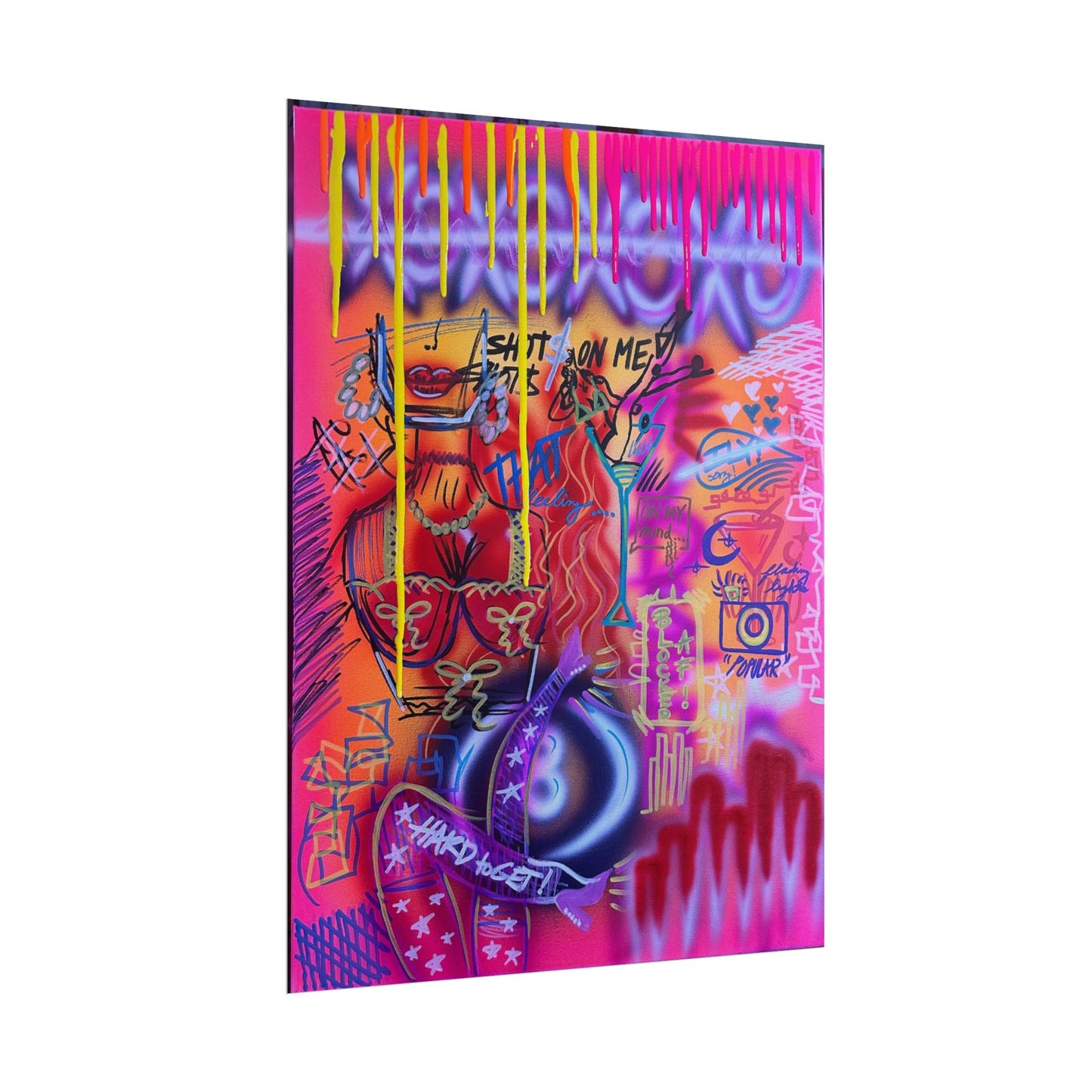 "shots on me!" airbrush rolled print