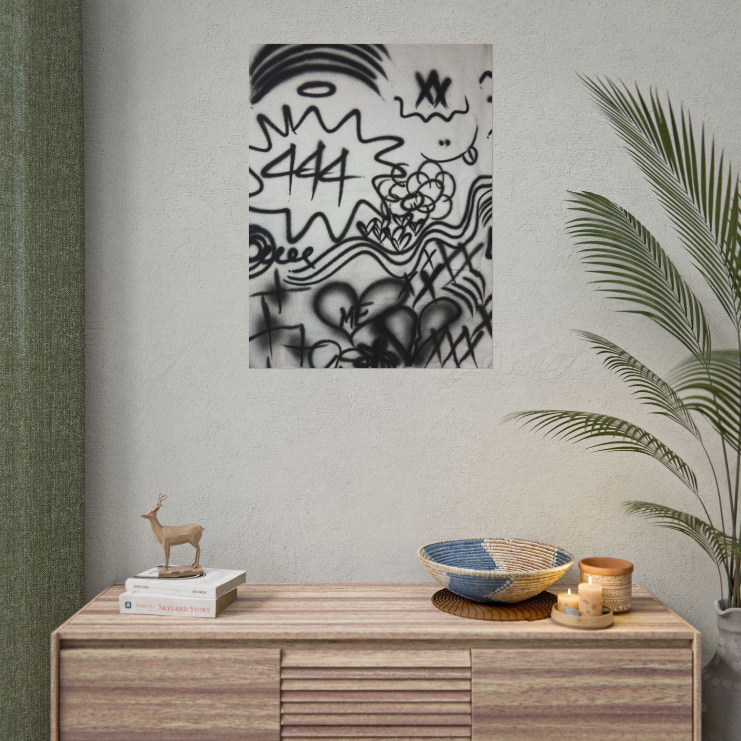 "444" airbrush rolled print