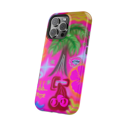 MagSafe "neon pink palms" Airbrush iPhone-Hülle