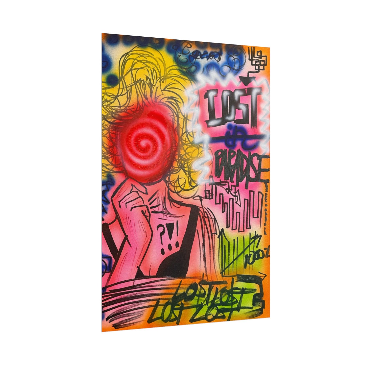 "lost in paradise" airbrush rolled print