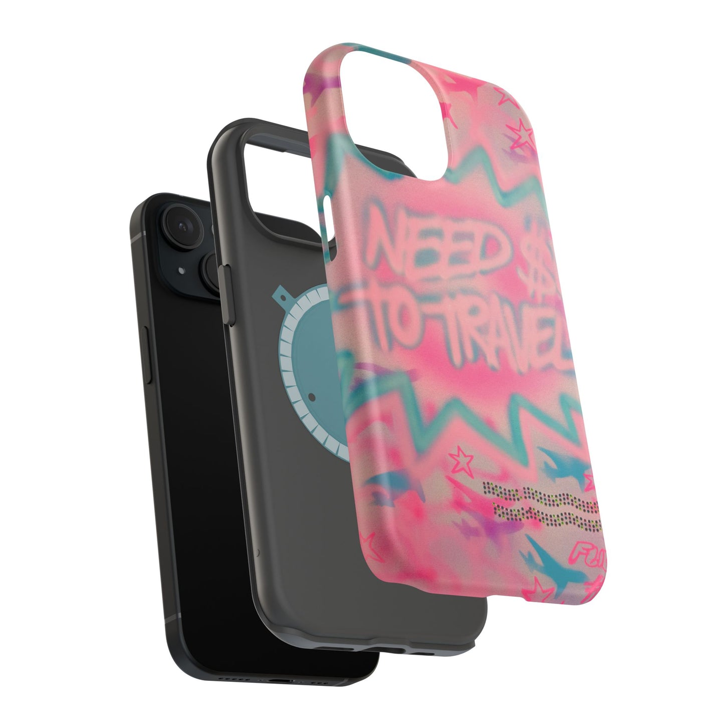 MagSafe "need $$ to travel" airbrush iPhone case