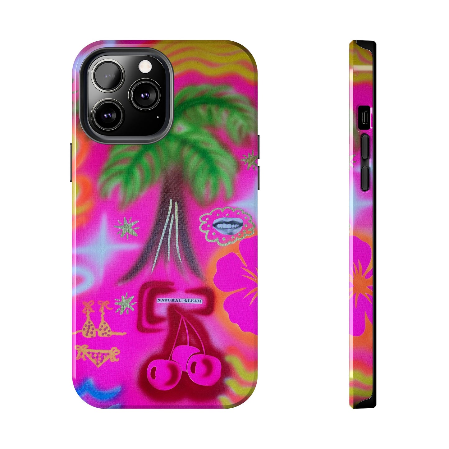 "neon pink palms" airbrush iPhone case