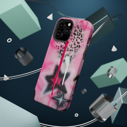 MagSafe "pink cheetah" airbrush iPhone case