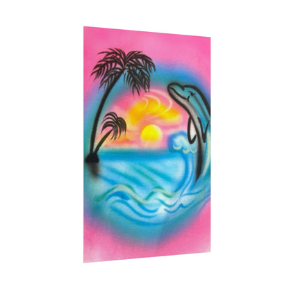 "dolphin love" airbrush rolled print