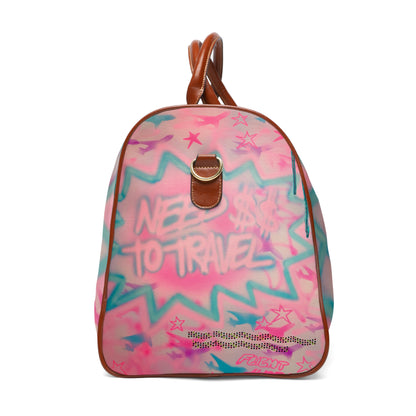 "need $$ to travel" airbrush waterproof travel bag