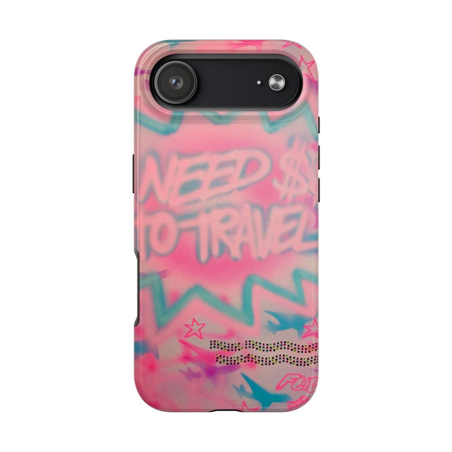 "need $$ to travel" airbrush iPhone case