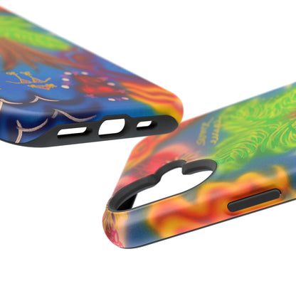 MagSafe iPhone-Hülle mit „Neon-Blaue Palmen“-Airbrush-Design