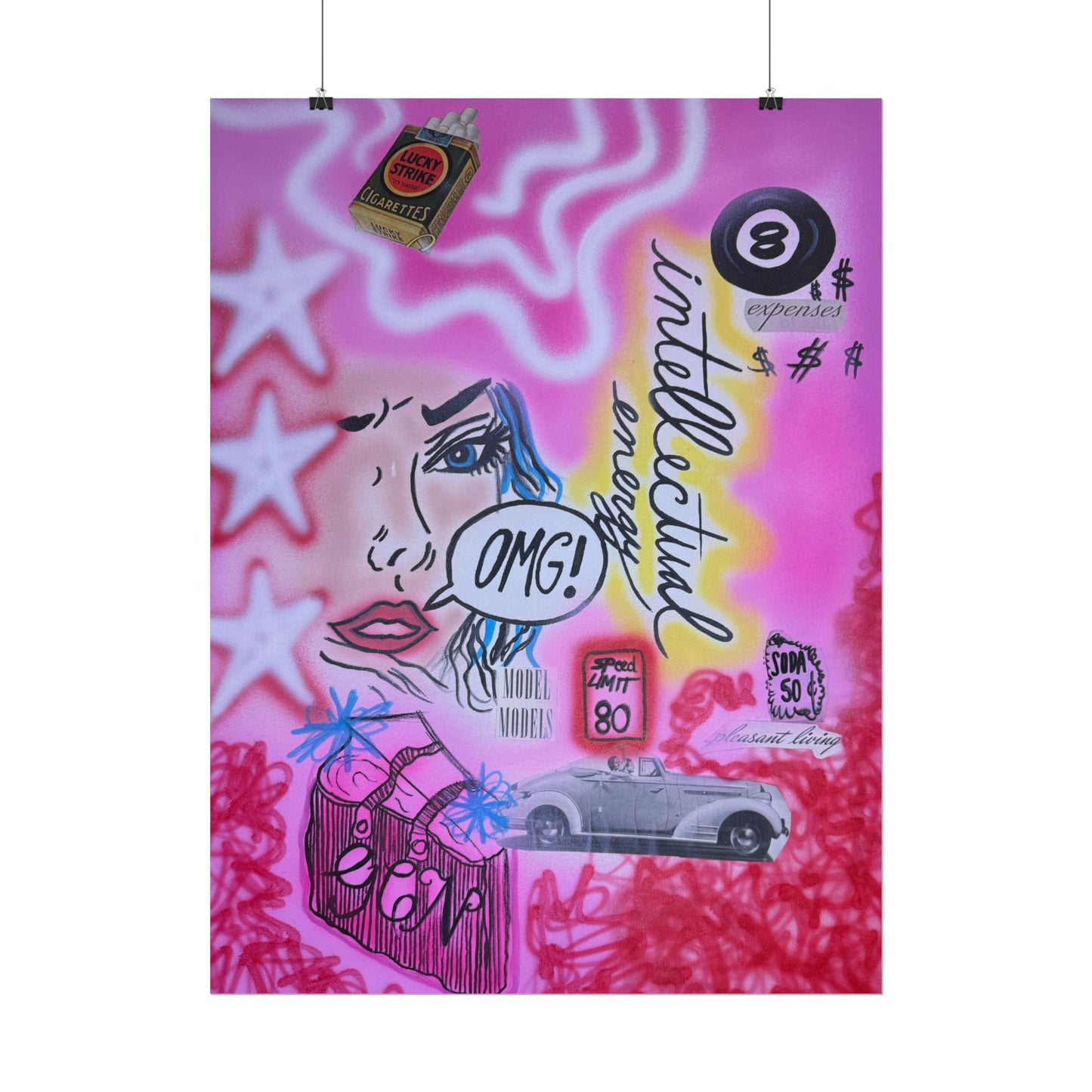 "intellectual energy" airbrush rolled print