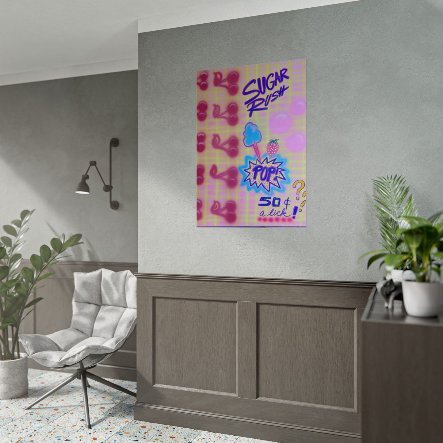 "sugar rush" airbrush rolled print