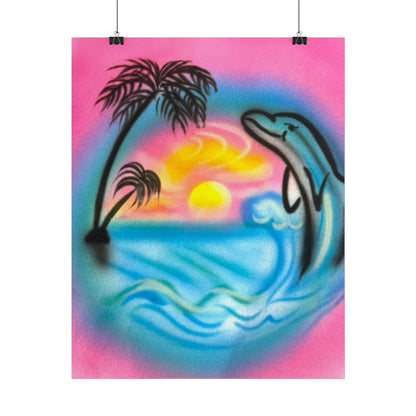 "dolphin love" airbrush rolled print