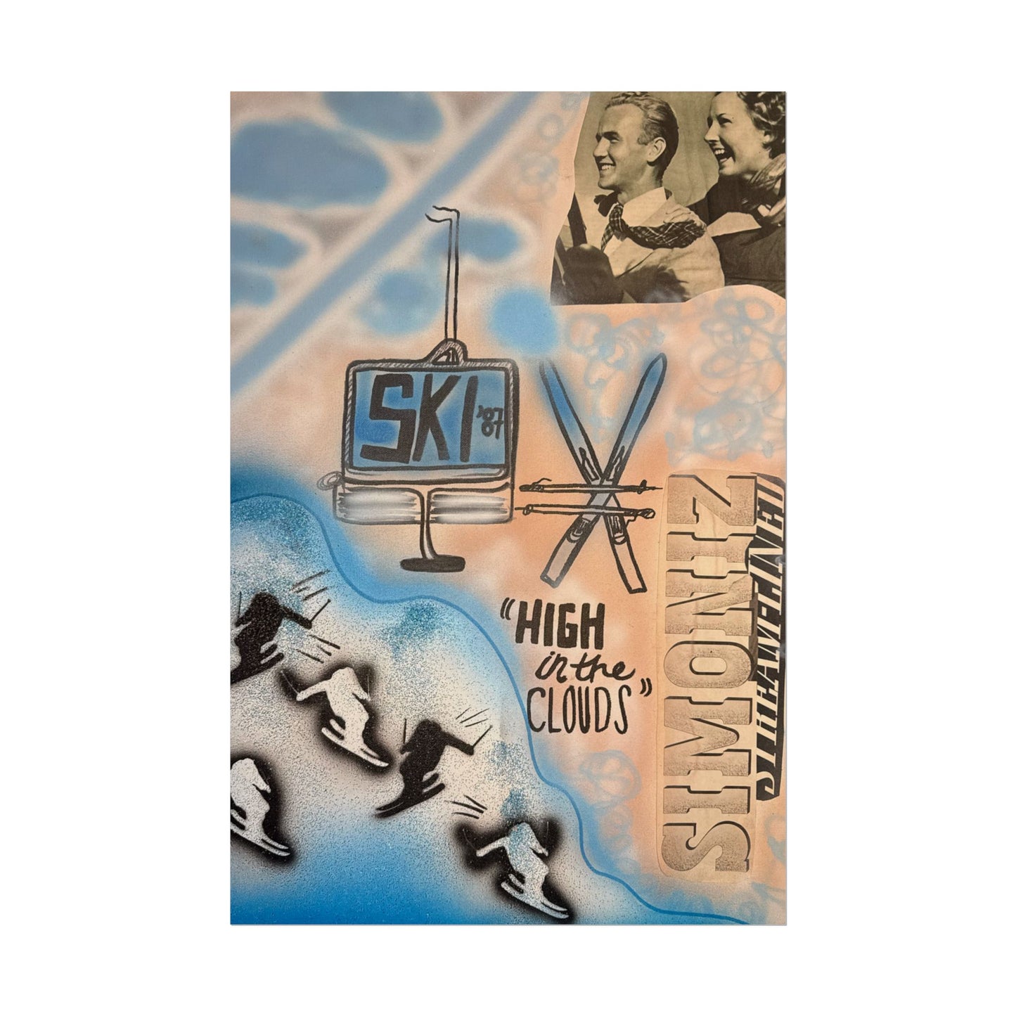 "high in the clouds" airbrush rolled print