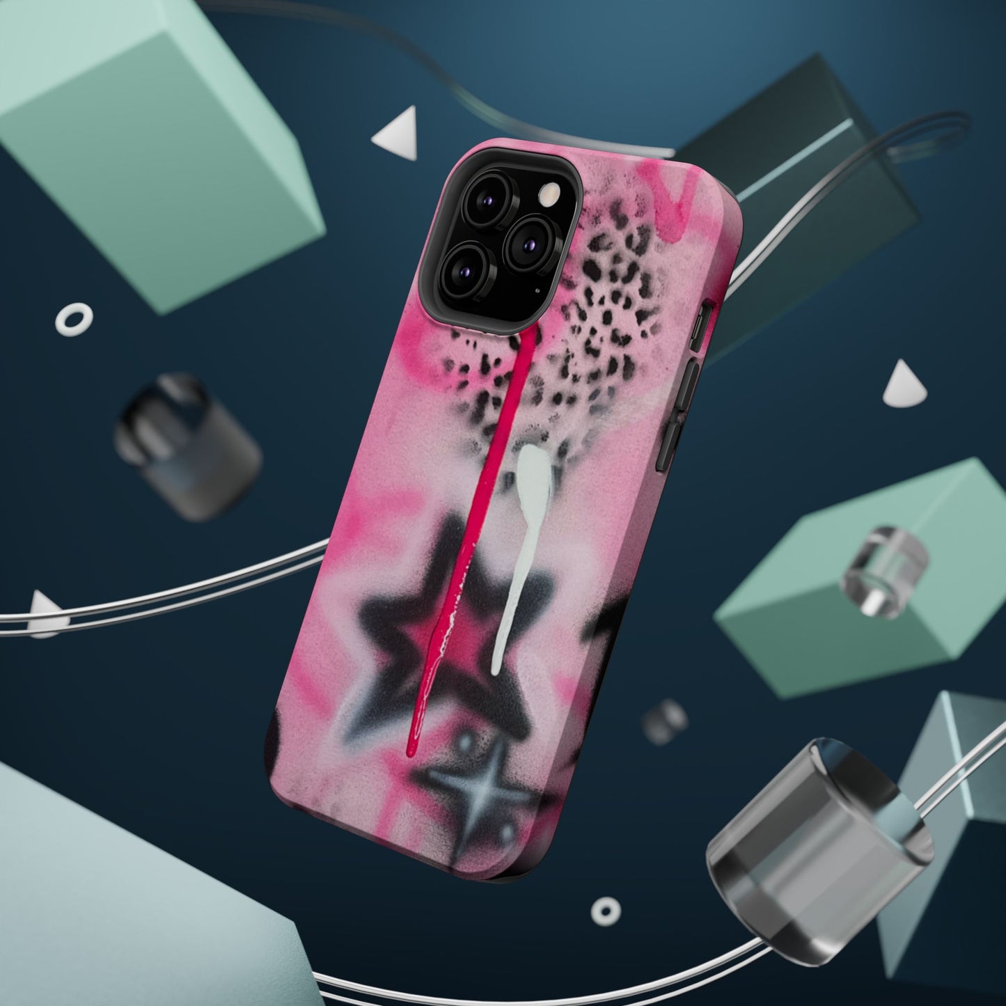 MagSafe "pink cheetah" airbrush iPhone case