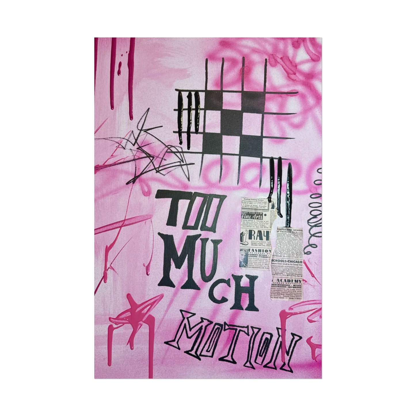 "too much motion" airbrush rolled print