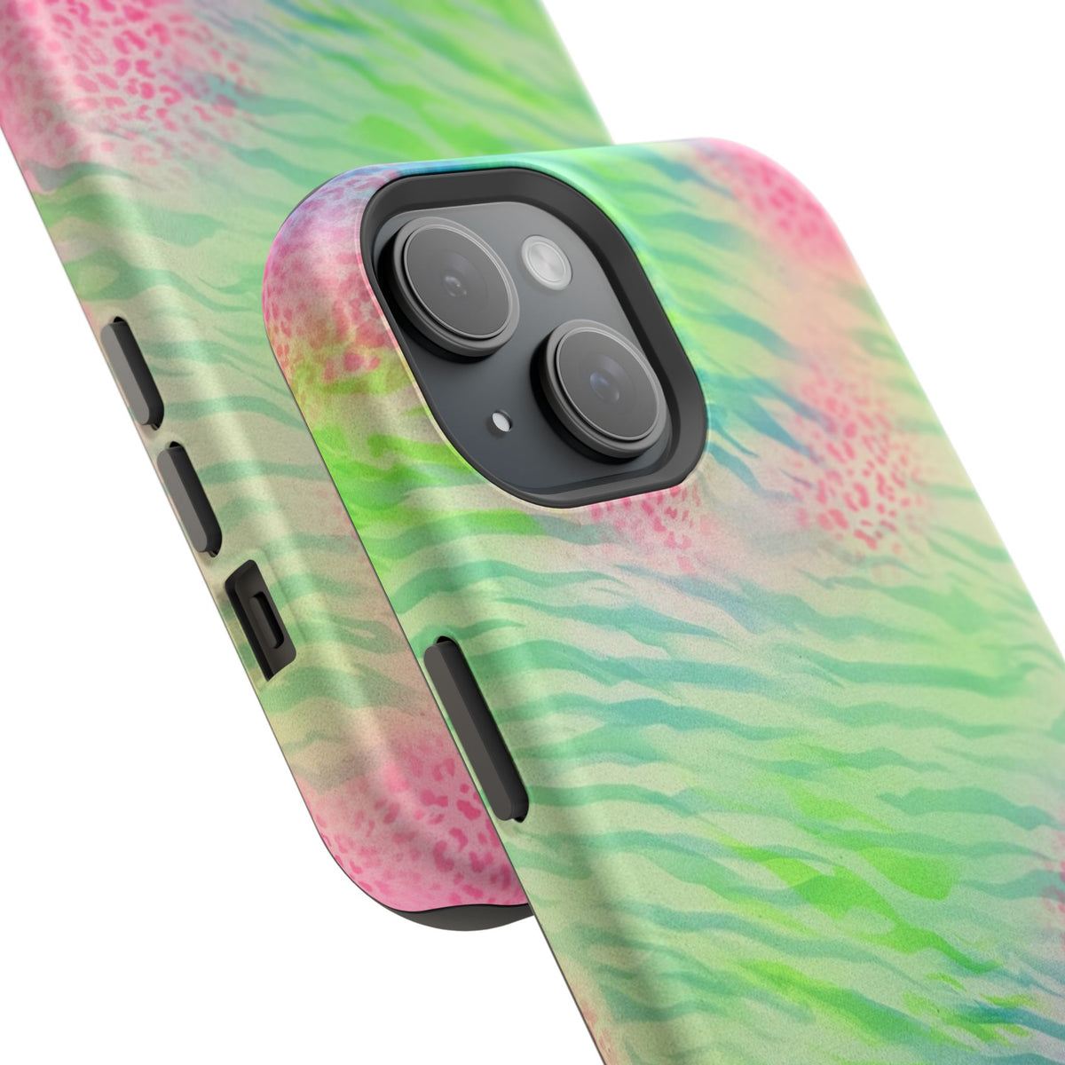 MagSafe "teal cheetah" airbrush iPhone case