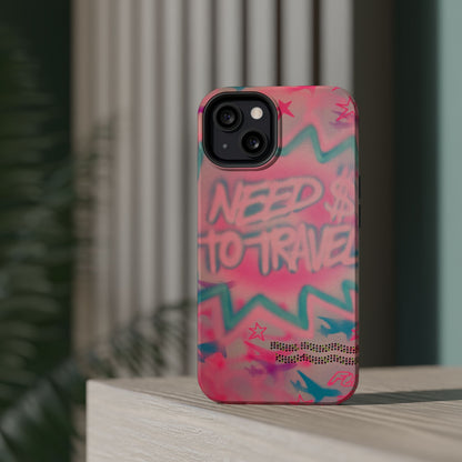 MagSafe "need $$ to travel" airbrush iPhone case