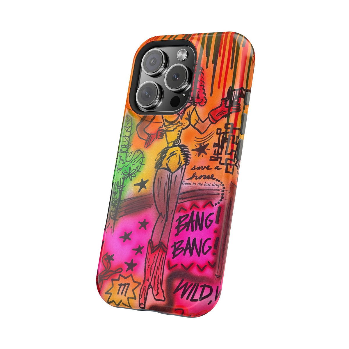 MagSafe "wild, wild west" airbrush iPhone case