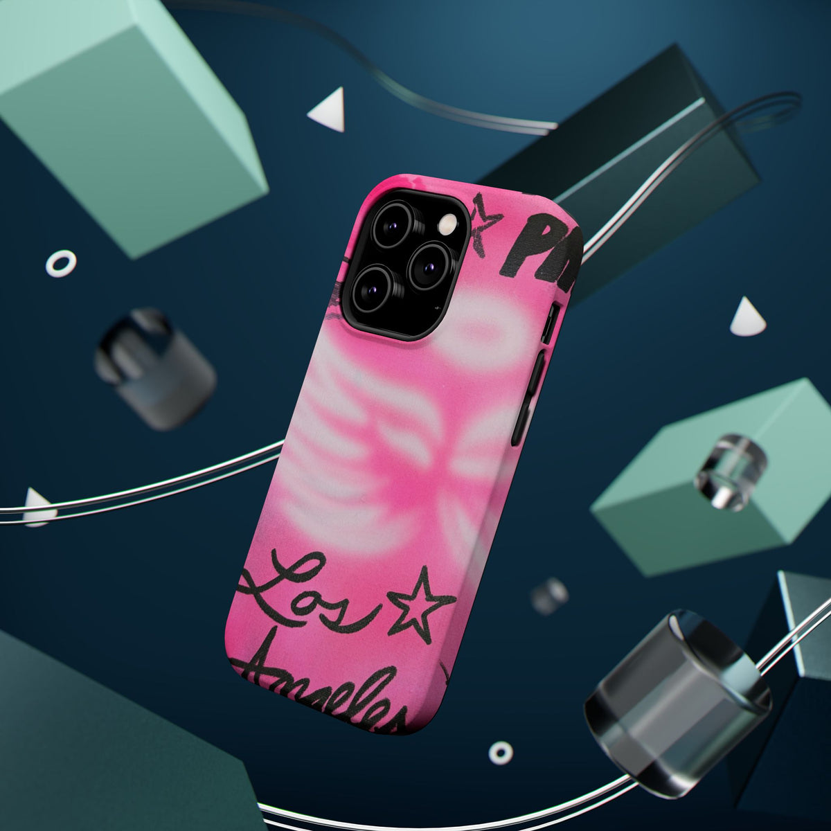 MagSafe "pinke Engelsflügel" Airbrush iPhone Hülle