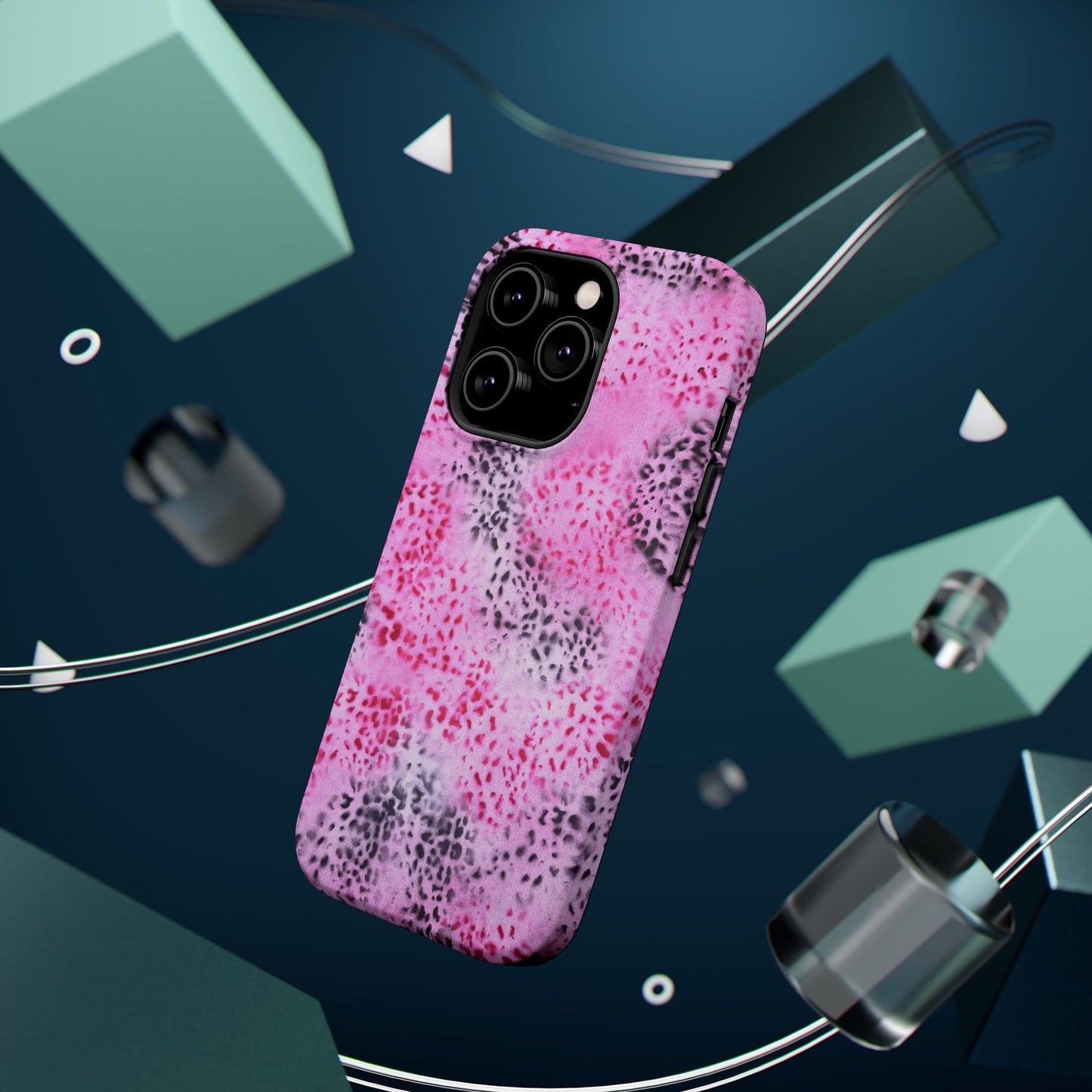 MagSafe "pink cheetah" airbrush iPhone case