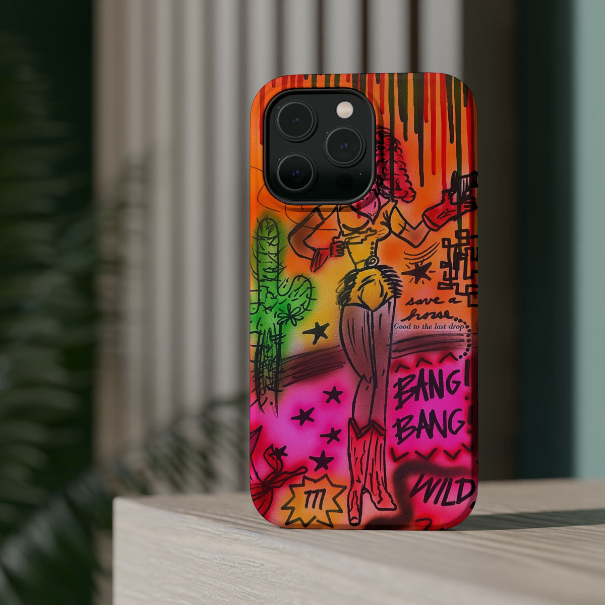 MagSafe "wild, wild west" airbrush iPhone case