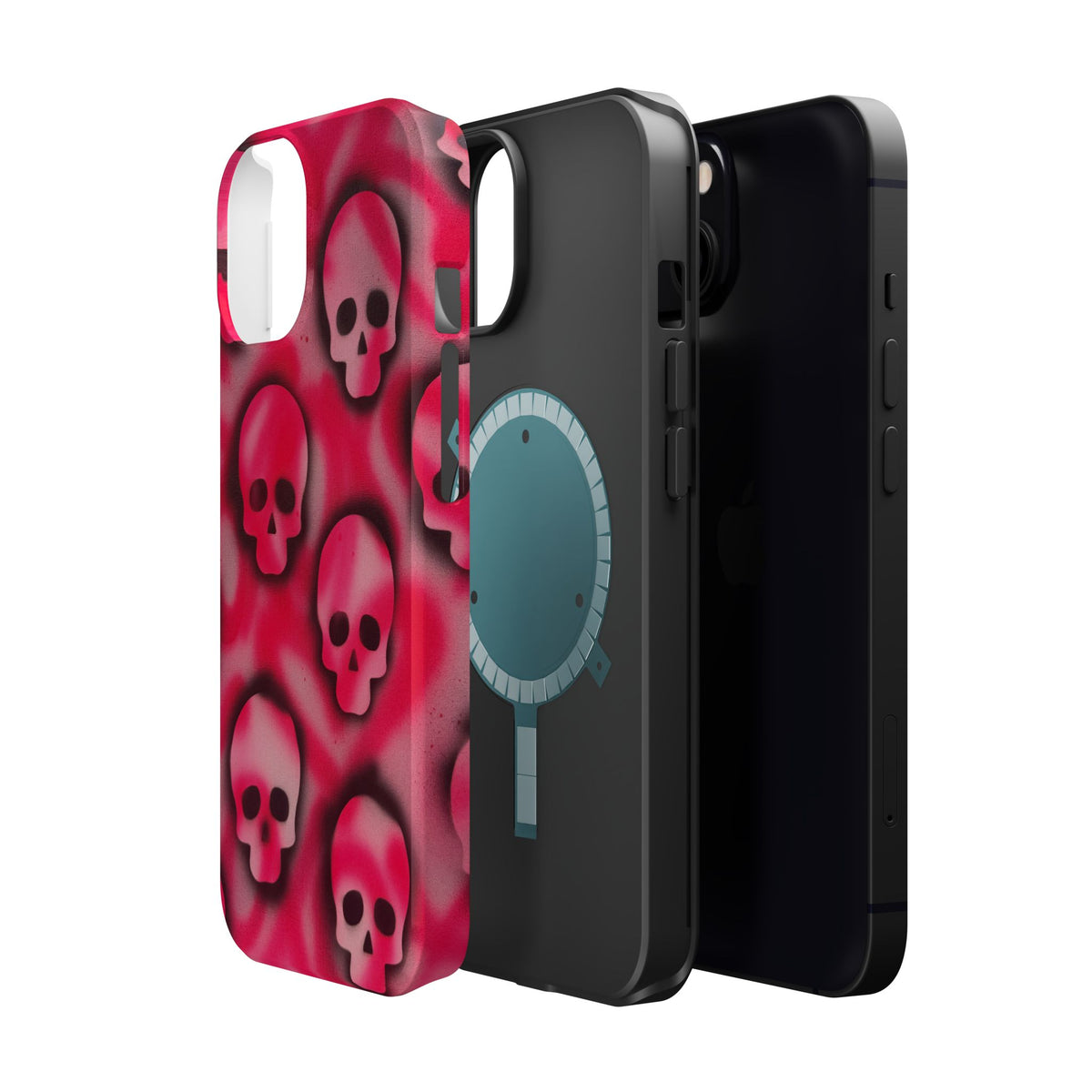 MagSafe "pink skully" airbrush iPhone case