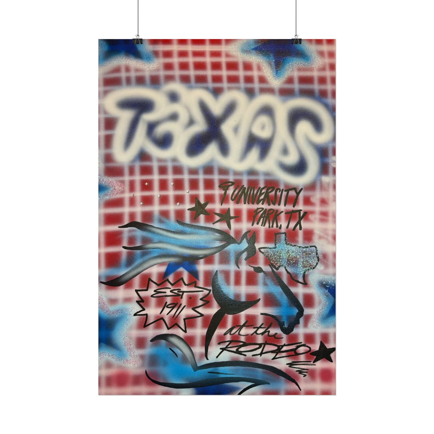 "texas" airbrush rolled print