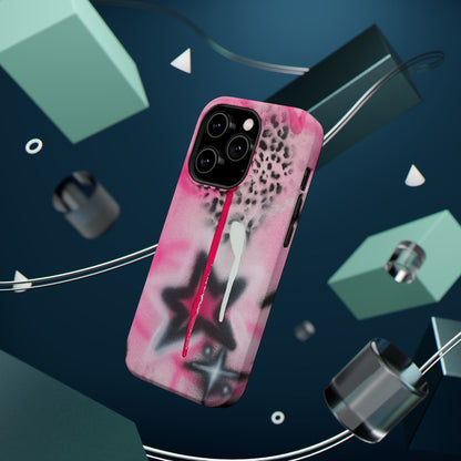 MagSafe "pink cheetah" airbrush iPhone case