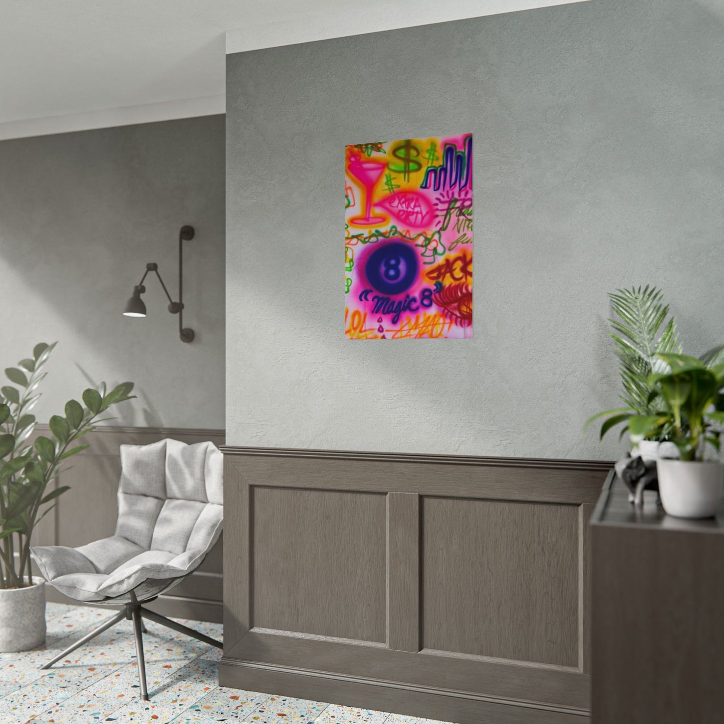 "colorful chaos" airbrush rolled print