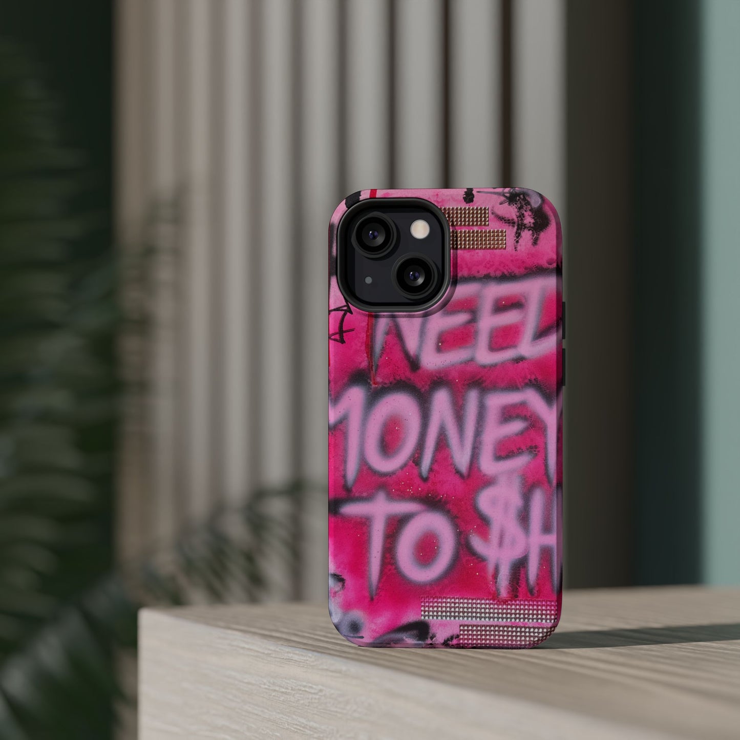 MagSafe "need $$ to shop" airbrush iPhone case