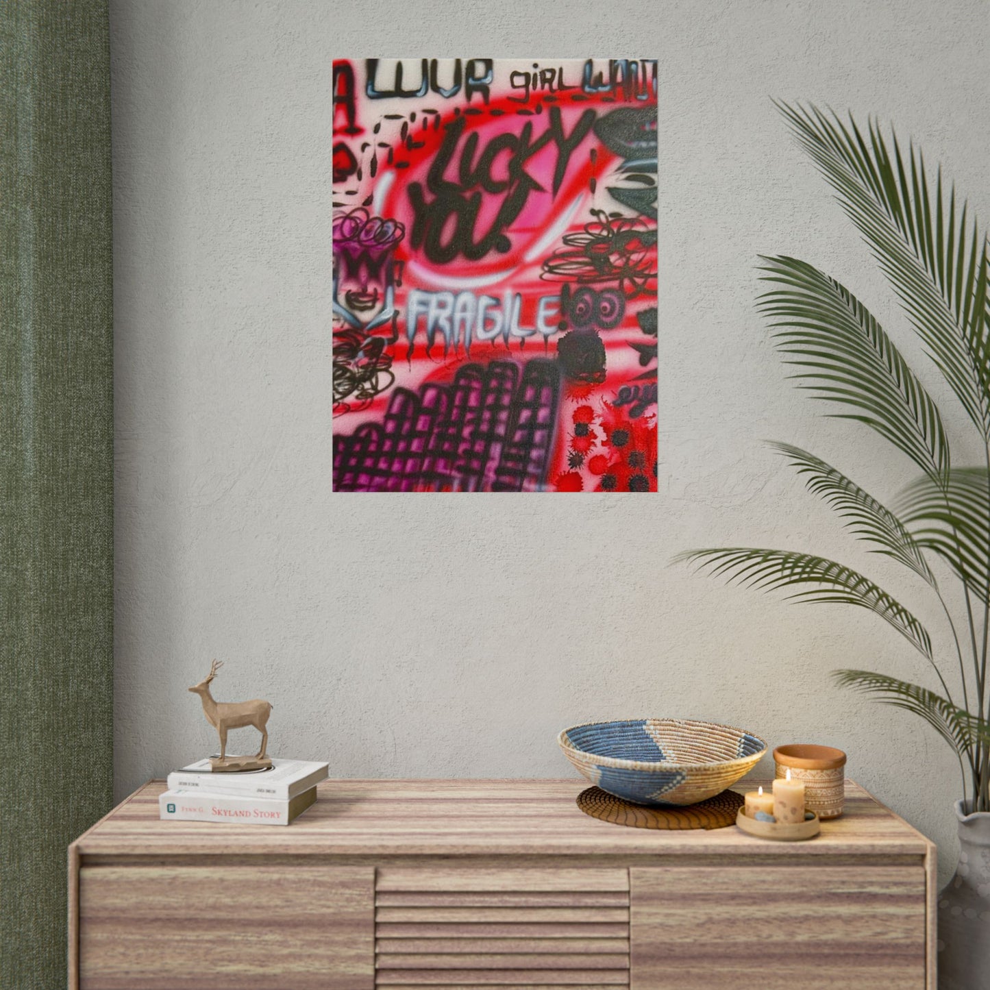 "lucky you!" airbrush rolled print