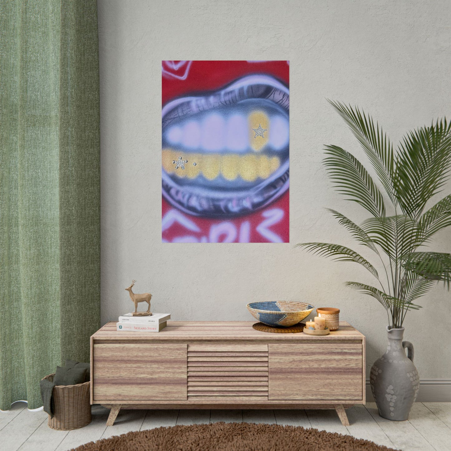 "bite me bling" airbrush rolled print