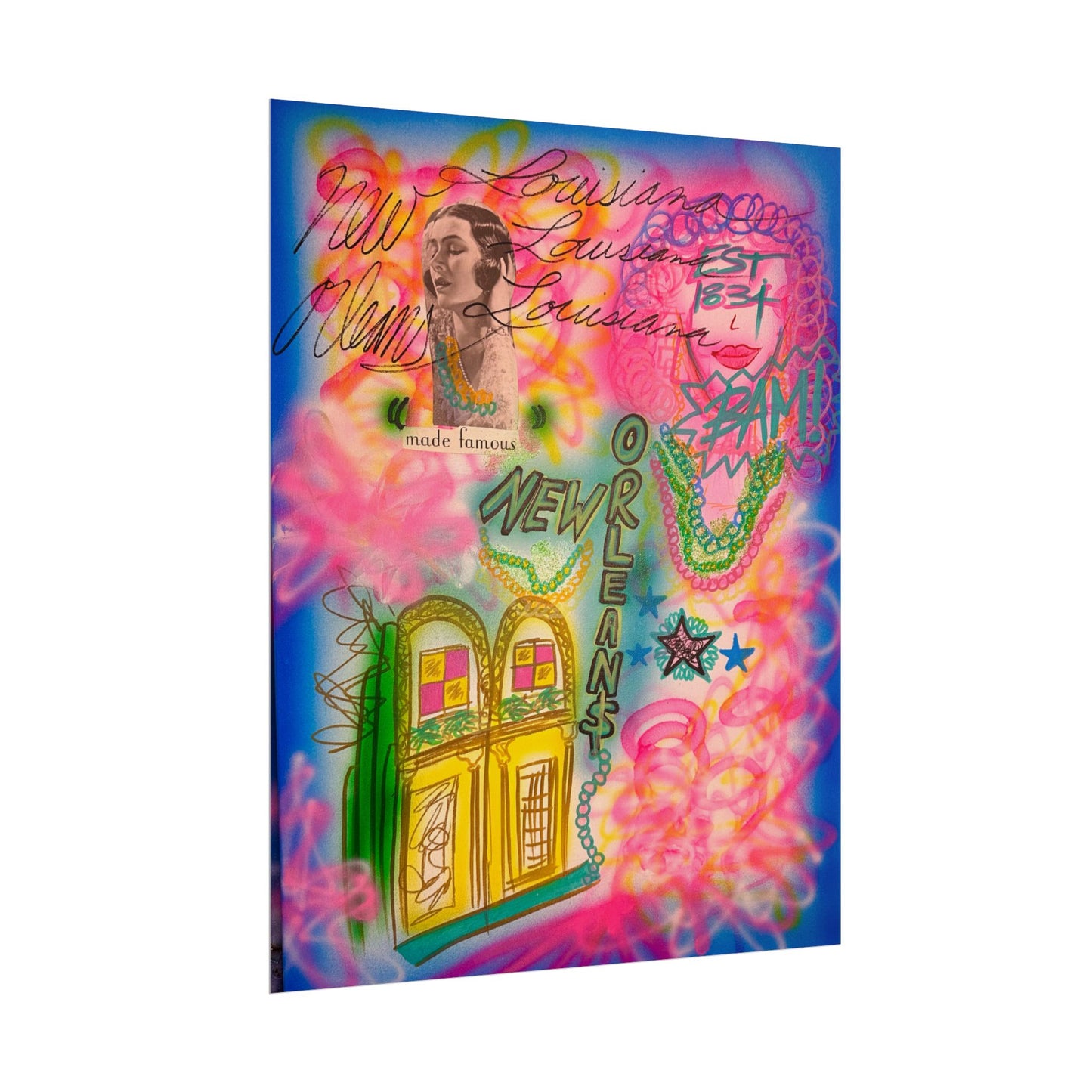 "new orleans, la" airbrush rolled print