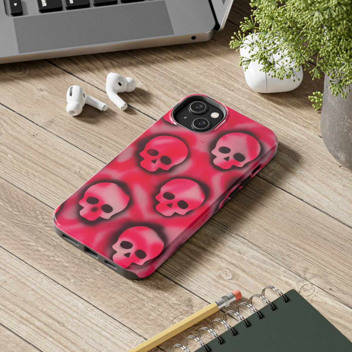 "pink skully" airbrush iPhone case