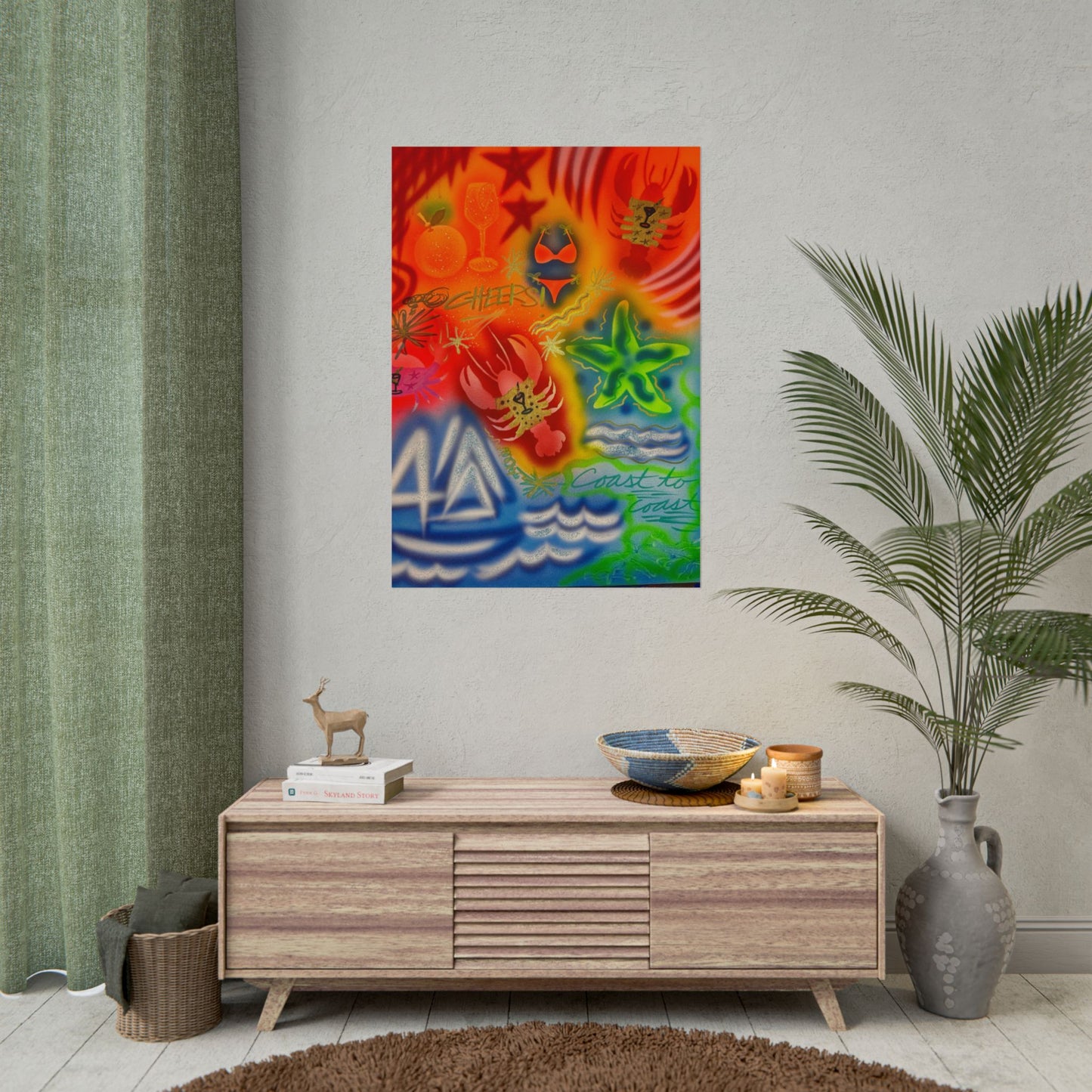 "tipsy lobster" airbrush rolled print