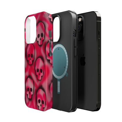 MagSafe "pink skully" airbrush iPhone case