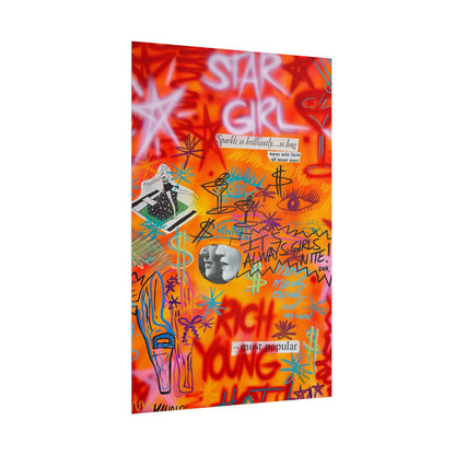 "young, rich, hot" airbrush rolled print