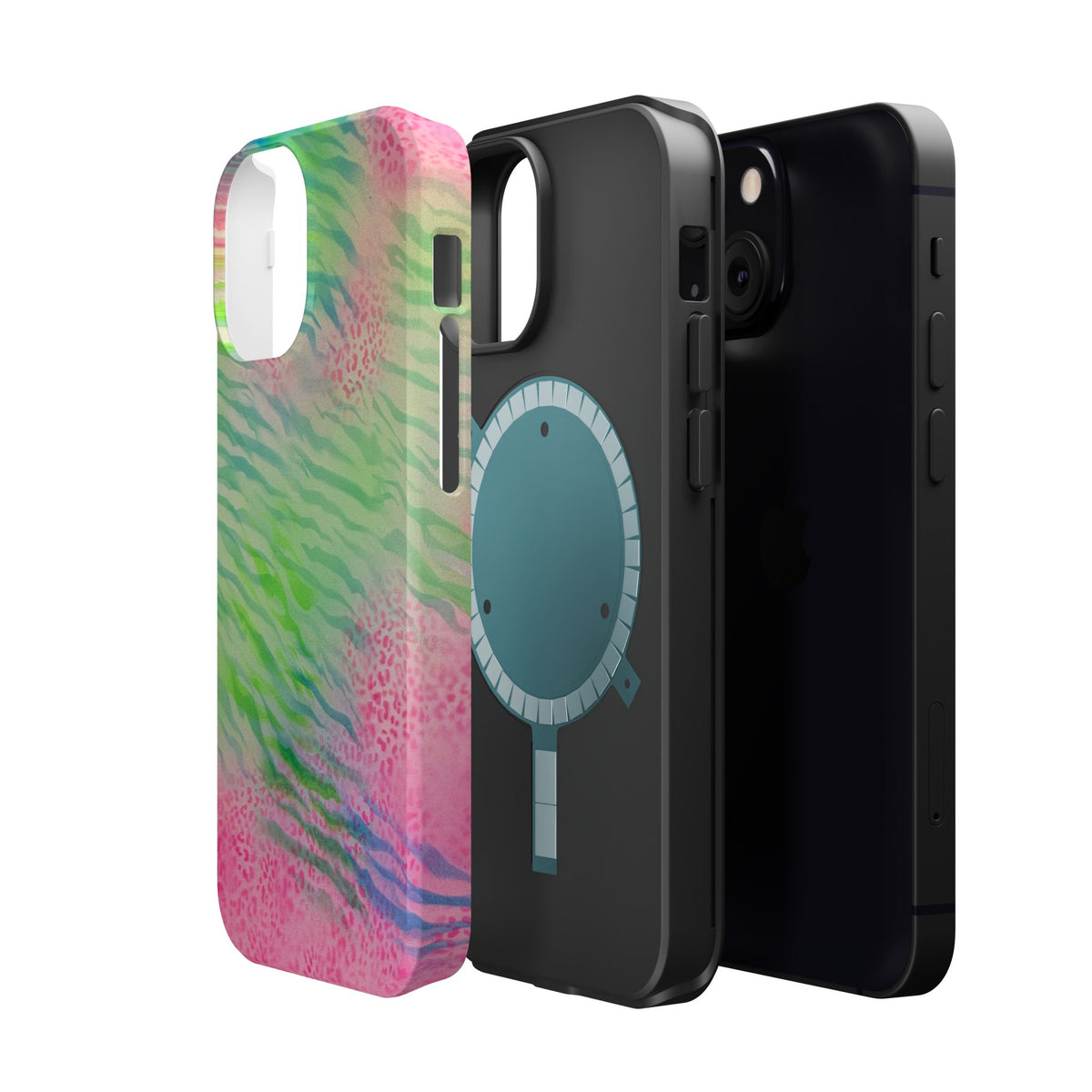 MagSafe "teal cheetah" airbrush iPhone case